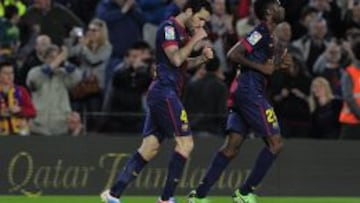 Cesc F&agrave;bregas celebra su gol al Levante