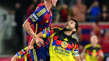 during the match between America and Real Salt Lake as part of Phase One of the Leagues Cup 2025 at America First Field Stadium on July 30, 2024 in Sandy, Utah, United States.