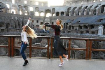 Sharapova entrena en el Coliseo de Roma