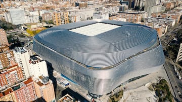 The Santiago Bernabéu Stadium continues with its renovation as seeing in this video taken in Madrid, Spain on March 12, 2024. With a seating capacity of 83,186, the stadium has the second-largest seating capacity for a football stadium in Spain. It has been the home stadium of Real Madrid since its completion in 1947. Named after footballer and legendary Real Madrid president Santiago Bernabéu (1895–1978), the stadium is one of the world's most famous football venues. The latest remodelling process began in June 2019 as soon as the season had ended. With its new wrap-around facade largely complete and its retractable roof in place, the stadium is fully operational and it is hosting La Liga matches and also international competitions such as the UEFA Champions League.