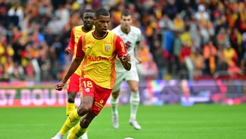 LENS, FRANCE - AUGUST 2: Andy Diouf of RC Lens competes for the ball during the pre-season friendly match between RC Lens and Torino at Stade Bollaert-Delelis on August 2, 2023 in Lens, France. (Photo by Christian Liewig - Corbis/Getty Images)