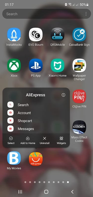 AliExpress: Las nuevas opciones si mantienes pulsado el icono de la app