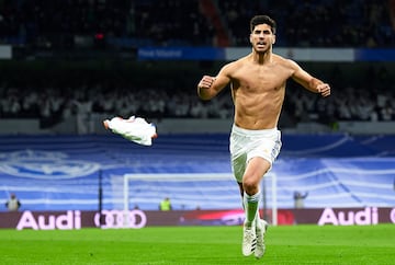 Asensio celebra un gol en el Santiago Bernabéu.