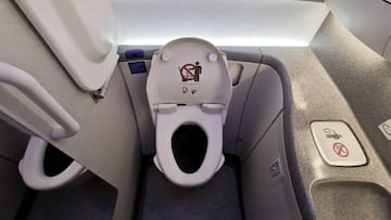 Small space  Inside the airplane toilet