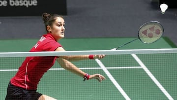 Clara Azurmendi durante un partido de bádminton.