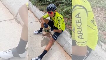 La caída de Nairo que terminó con raspaduras y en risas