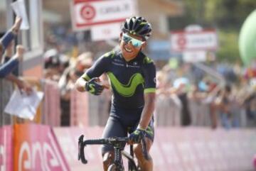 Nairo Quintana vencedor de la etapa. 