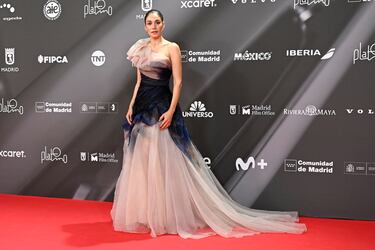 Mariela Garriga posa en la alfombra roja. 