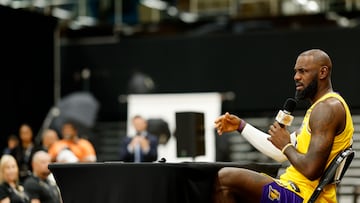 Los Angeles Lakers forward LeBron James attends the Los Angeles Lakers Media Day at the UCLA Health Training Center in El Segundo, California, USA, 29 September 2025.