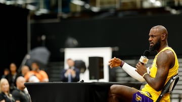 Los Angeles Lakers forward LeBron James attends the Los Angeles Lakers Media Day at the UCLA Health Training Center in El Segundo, California, USA, 29 September 2025.