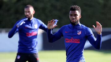 Lemar, en el entrenamiento del Atlético.