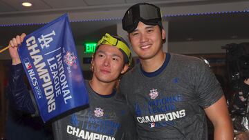 Ohtani pierde el control en el festejo por el pase a su primera Serie Mundial con los Dodgers