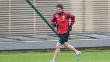 Laporte en el entrenamiento de ayer