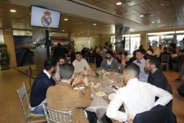 The Real Madrid squad tuck into their Christmas dinner