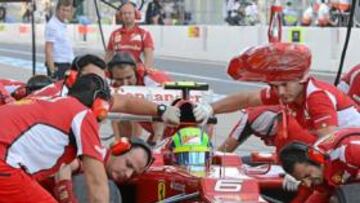 <b>SUFREN LAS RUEDAS. </b>La configuración de los monoplazas en Suzuka propicia un deterioro irregular de los neumáticos.