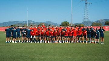 Primer entrenamiento de pretemporada del Real Mallorca 2024-25 en la Ciudad Deportiva de Son Bibiloni.