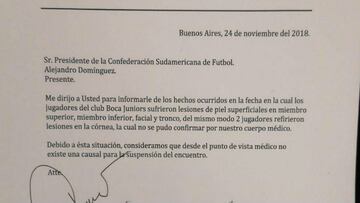 El cuerpo médico de la CONMEBOL desmintió las lesiones de Boca