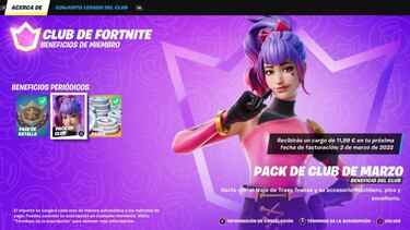 Club de Fortnite marzo 2022: skin Tracy Trabas y sus objetos ya disponibles