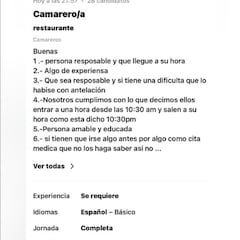 La surrealista oferta de trabajo para camarero con faltas de ortografía “Me arden los ojos”