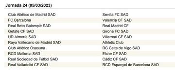 Calendario completo con las 38 jornadas de LaLiga 2022/2023