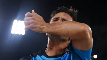 NAPLES, ITALY - SEPTEMBER 07: Giovanni Simeone of SSC Napoli celebrates after scoring his team's third goal during the UEFA Champions League group A match between SSC Napoli and Liverpool FC at Stadio Diego Armando Maradona on September 7, 2022 in Naples, Italy. (Photo by Matteo Ciambelli/DeFodi Images via Getty Images)