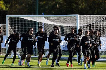 Chelsea's players attend a team training 