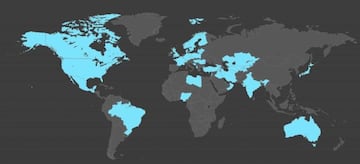 En azul los pa&iacute;ses contra los que Rusia ha escalado sus ciberataques