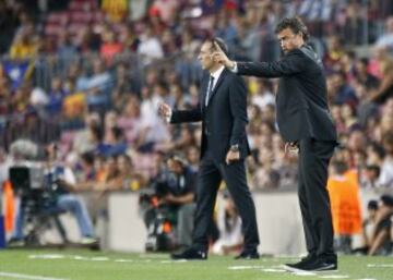 Luis Enrique entrenador del Barcelona, durante el partido de la primera jornada del Grupo G de Liga de Campeones, disputado esta noche en el Camp Nou. 