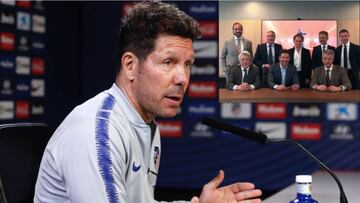 La reacción de Simeone al ser preguntado por qué no está el Mono Burgos en la foto de su renovación