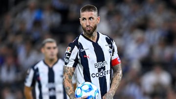 Soccer Football - Liga MX - Monterrey v Necaxa - Estadio BBVA, Monterrey, Mexico - August 23, 2025 Monterrey's Sergio Ramos before his penalty kick REUTERS/Cristian De Marchena