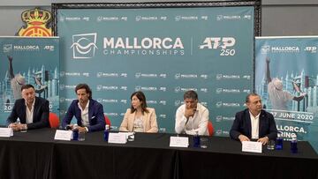 Imagen de presentación del Mallorca Championships, torneo ATP 250, con la presencia de Feliciano López y Toni Nadal.