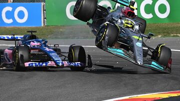 Accidente entre Alonso y Hamilton. Spa-Francorchamps, Bélgica. F1 2022.