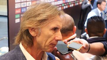 ASUNCION, PARAGUAY - DECEMBER 17: Ricardo Gareca head coach of Peru speaks to the press after the draw of the South American Qualifiers for Qatar 2022 at Centro de Convenciones de CONMEBOL on December 17, 2019 in Asuncion, Paraguay. (Photo by Luis Vera/Ge