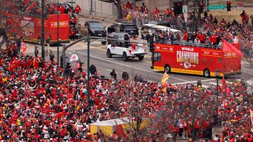 KANSAS CITY, MISSOURI - FEBRUARY 15: A general view during the Kansas City Chiefs Super Bowl LVII victory parade on February 15, 2023 in Kansas City, Missouri.   David Eulitt/Getty Images/AFP (Photo by David Eulitt / GETTY IMAGES NORTH AMERICA / Getty Images via AFP)