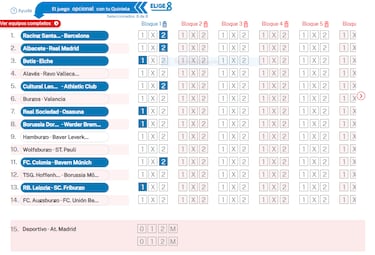Elige 8 de La Quiniela jornada 34 - 13/1/26  
