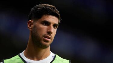 Marco Asensio right winger of Real Madrid and Spain during the warm-up during the La Liga Santander match between RCD Espanyol and Real Madrid CF at RCDE Stadium on August 28, 2022 in Barcelona, Spain. (Photo by Jose Breton/Pics Action/NurPhoto via Getty Images)