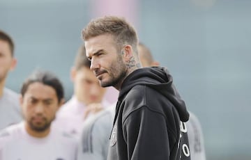Owner and President of Soccer Operations David Beckham looks on ahead of Inter Miami CF's inaugural match on March 1st against LAFC, during media availability at Inter Miami CF Stadium