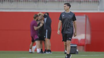 Diego Alonso, en un entrenamiento con el Sevilla.