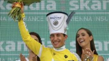 Henao celebra la victoria en la sexta etapa de la Vuelta a Polonia