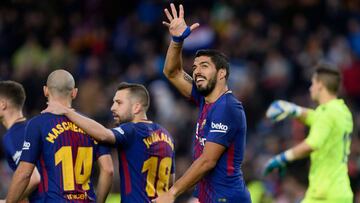 Luis Suárez celebra su gol ante el Levante.