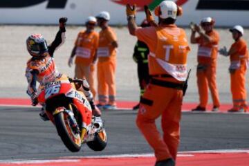 Dani Pedrosa celebra su primera victoria en este Mundial.