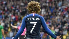 France&#039;s forward Antoine Griezmann reacts during the friendly match between France and Bolivia at La Beaujoire stadium in Nantes, Western France on June 2, 2019. (Photo by Sebastien SALOM-GOMIS / AFP)