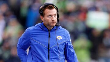 SEATTLE, WASHINGTON - JANUARY 08: Head coach Sean McVay of the Los Angeles Rams looks on against the Seattle Seahawks during the fourth quarter at Lumen Field on January 08, 2023 in Seattle, Washington.   Steph Chambers/Getty Images/AFP (Photo by Steph Chambers / GETTY IMAGES NORTH AMERICA / Getty Images via AFP)