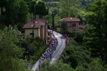 El pelotón durante la quinta etapa del Giro entre Génova y Lucca.