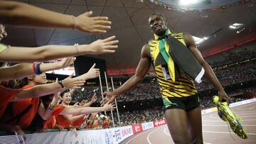 Usain Bolt tras vencer en los 200 metros de los últimos Mundiales, celebrados en Pekín 2015.
