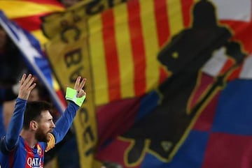 The Nou Camp, Barcelona, Spain - 8/3/17 Barcelona's Lionel Messi celebrates after the game Reuters / Albert Gea Livepic
