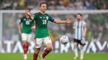 Mexico's midfielder #18 Andres Guardado reacts during the Qatar 2022 World Cup Group C football match between Argentina and Mexico at the Lusail Stadium in Lusail, north of Doha on November 26, 2022. (Photo by JUAN MABROMATA / AFP)