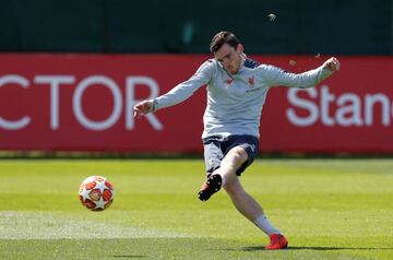 Soccer Football - Champions League Final - Liverpool Media Day - Melwood, Liverpool, Britain - May 28, 2019 Liverpool's Andrew Robertson during training