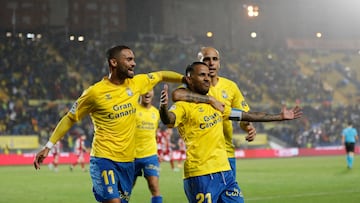 Las Palmas celebra un gol.