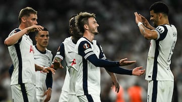 Los jugadores del Tottenham celebran un gol ante el Bodø/Glimt.